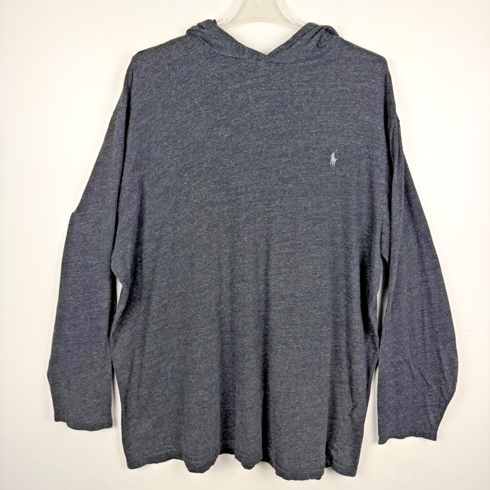 Polo Ralph Lauren Hooded T-Shirt Mens 3XLT Charcoal Gray Lightweight Casual FLAW